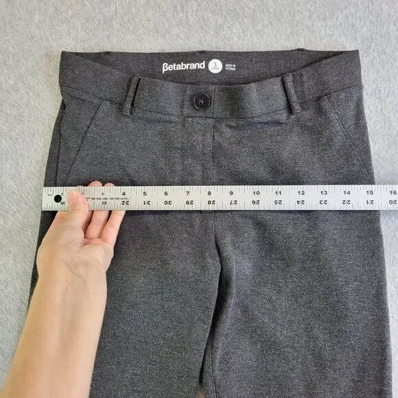 Betabrand Dress Pants Womens ST Long Gray Pull On Straight Leg Mid Rise Slimming - Picture 10 of 15
